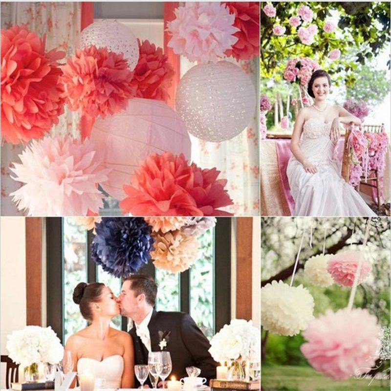 9pcs 8 10 Tissue Paper Pom Poms Ball Wedding Birthday Party Baby Decor Room