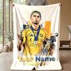 Coperta in Flanella Personalizzata con Nome Cristiano Ronaldo Logo Calcio Coperta Plaid in Pile Personalizzata Regalo Speciale per Divano Camera da Letto Casa