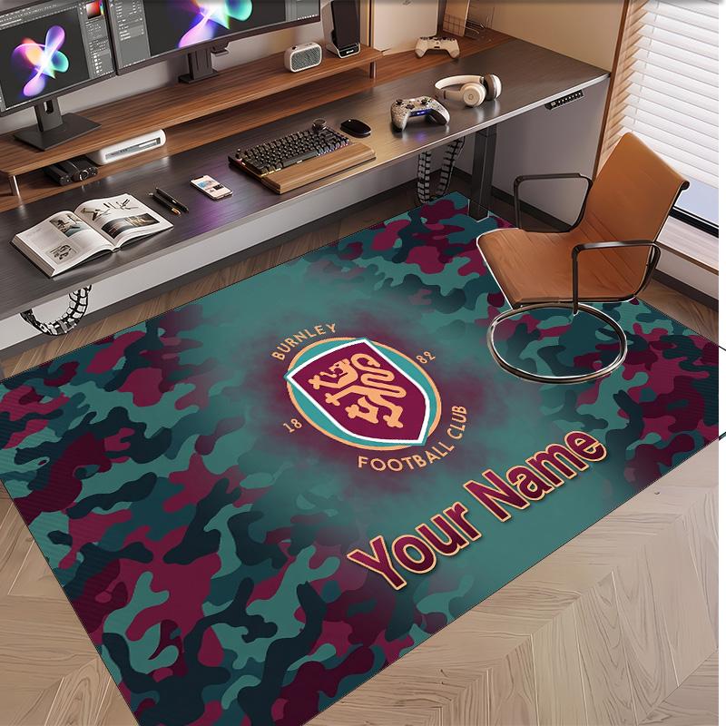 Personalized Crystal Velvet Carpet Burnley Football Pattern Non Slip Floor Rug