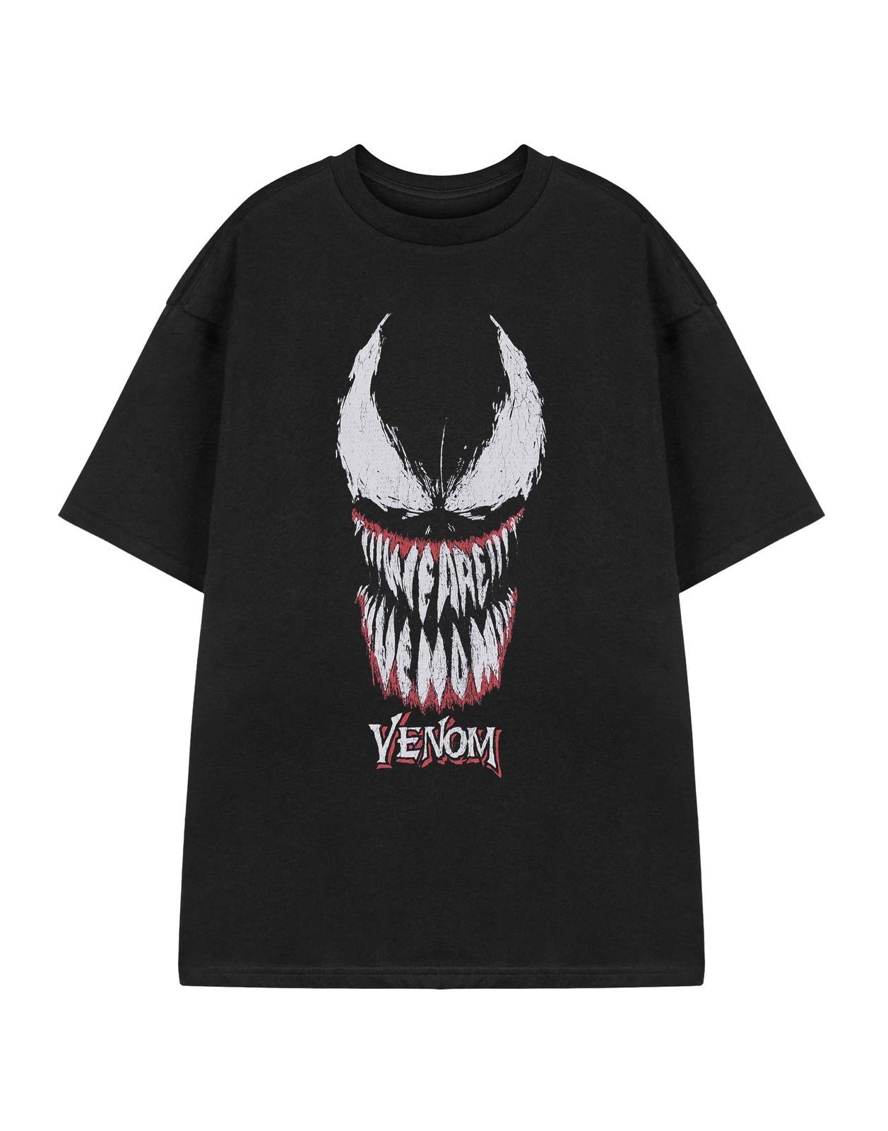 Marvel Black Venom Face Short Sleeved 100% Cotton T-shirt Mens Tees Top Mens 4XL