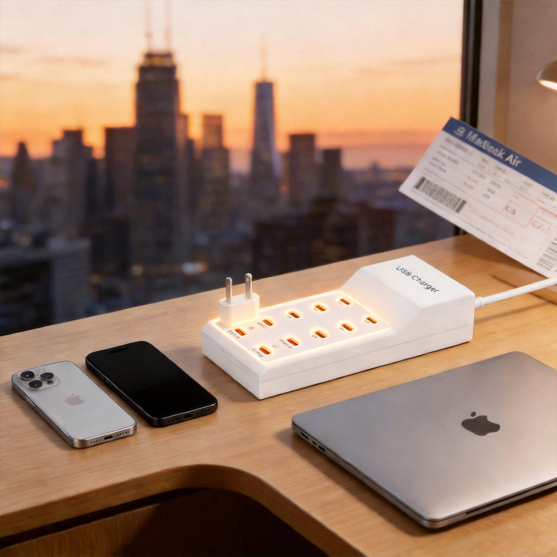 

96W 10-Port USB-C Charger: Fast PD Charging Station for Huawei/Apple Phones EU Standard белый