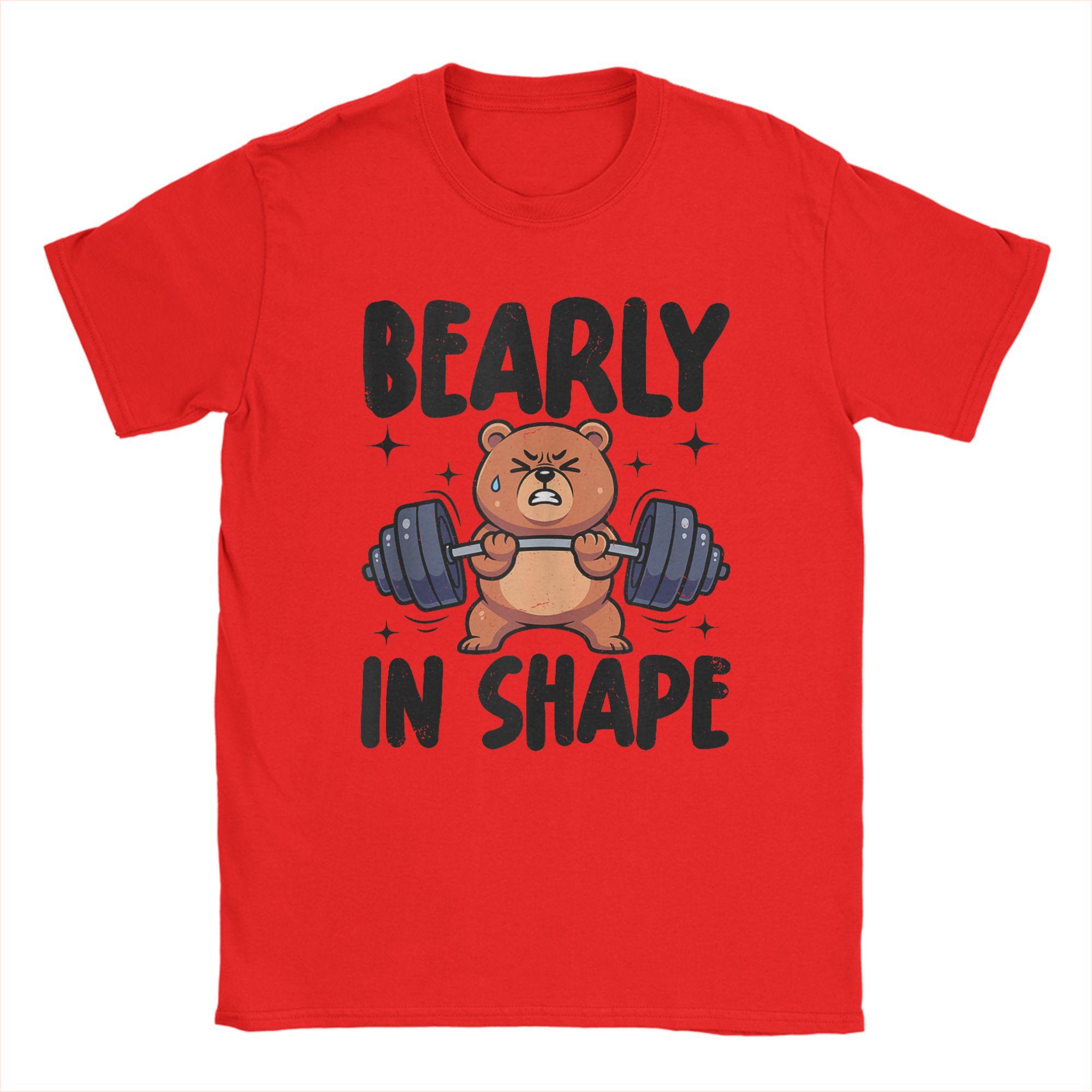 

Bearly in Shape Bear Workout Gym Lovers Weightlifting T Shirt Summer Cotton T Shirts For Adult Casual Tee Shirt Vintage Clothing S