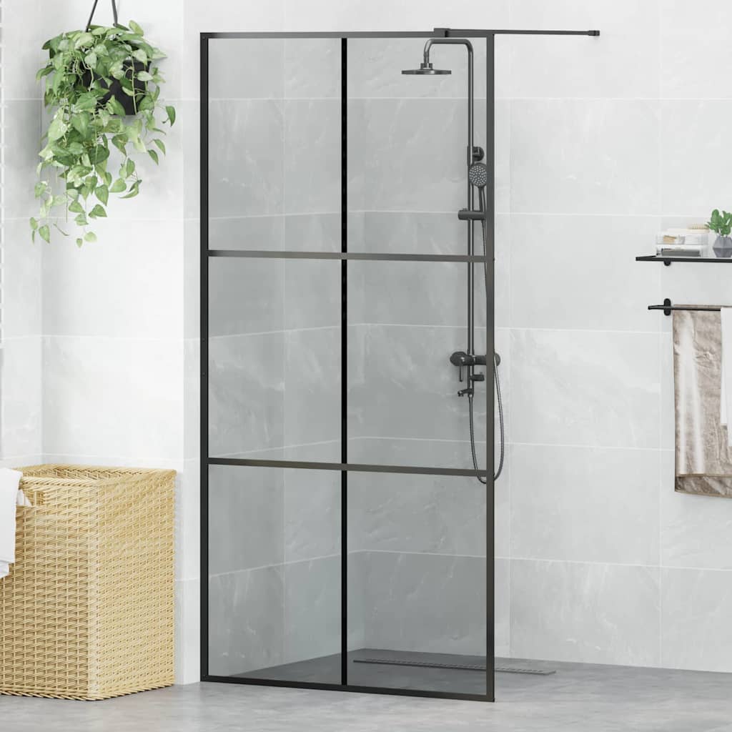 Walk-in Duschwand Schwarz 100 x 195 cm Einscheibensicherheitsglas