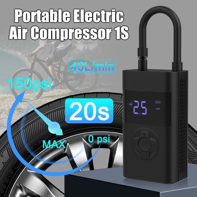 Motorcycle Electric Inflator 40L/min 60W Bicycle Tire Fast Inflation Air Pump Portable USB Chargers 5V/2A Power Bank Flashlight