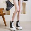 Fashion New Spring/Autumn Women's Platform Sneakers - Chunky Lace-Up Canvas Shoes with Hidden Height & Side Zipper, Street Style