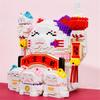 Funny Lucky Cat Building Blocks Toy The God of Wealth Auction Figures Brinquedos for Children Gift Adults Piggy Bank Present