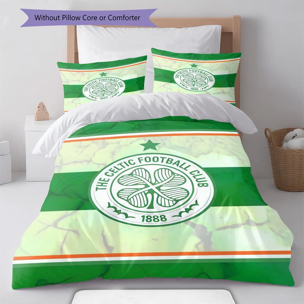 Celtic Football Club Bedding Quilt Set Quilt Cover Pillowcase Home Decoration Birthday Gift (1 * Duvet Cover + 2 * Pillowcase, Without Core)