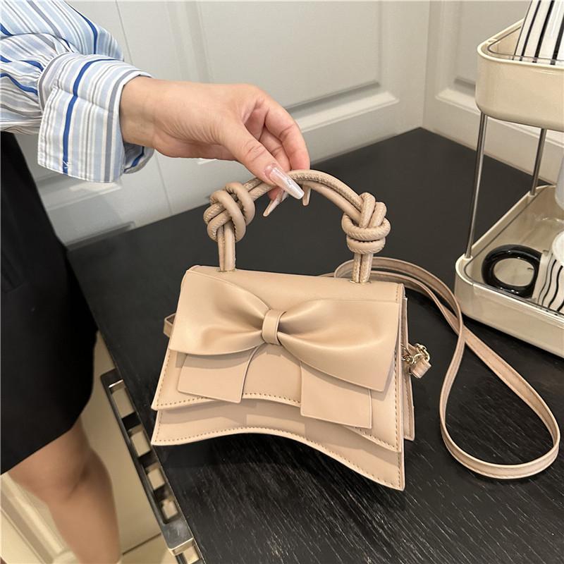Women Simple Solid Color Bowknot Fashion Casual Crossbody Small Square Bag