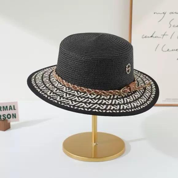 Summer Outdoor Sunscreen Hat Women's 2025 New Flat-top Straw Hat Seaside Beach Vacation Sunshade Sun Hat Tide