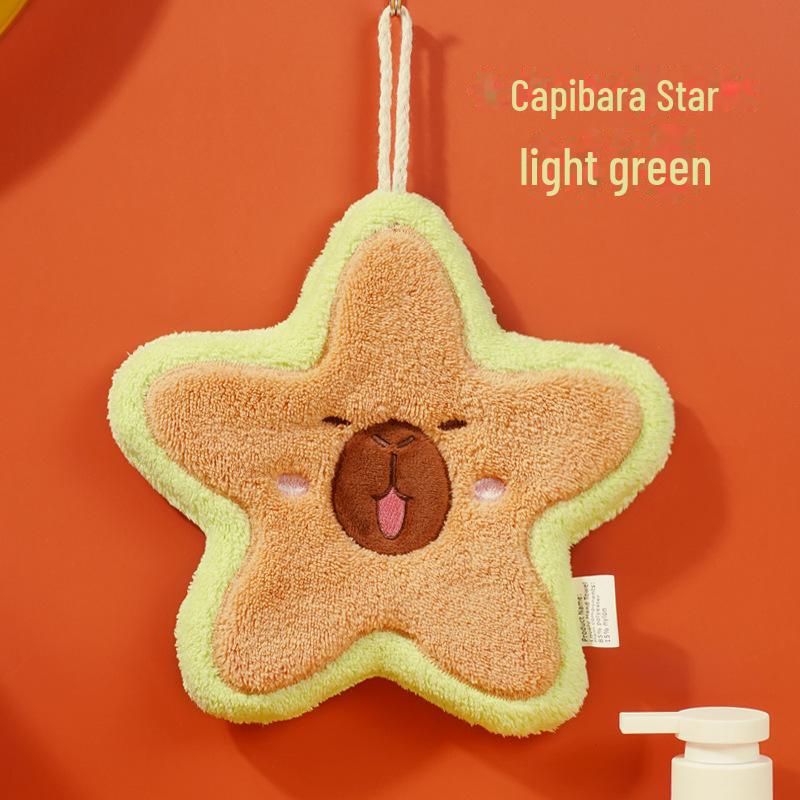 

Детское полотенце для рук Star Capybara - Толстое, впитывающее коралловое флисовое полотенце с вышивкой 20x20 cm светло-зеленый