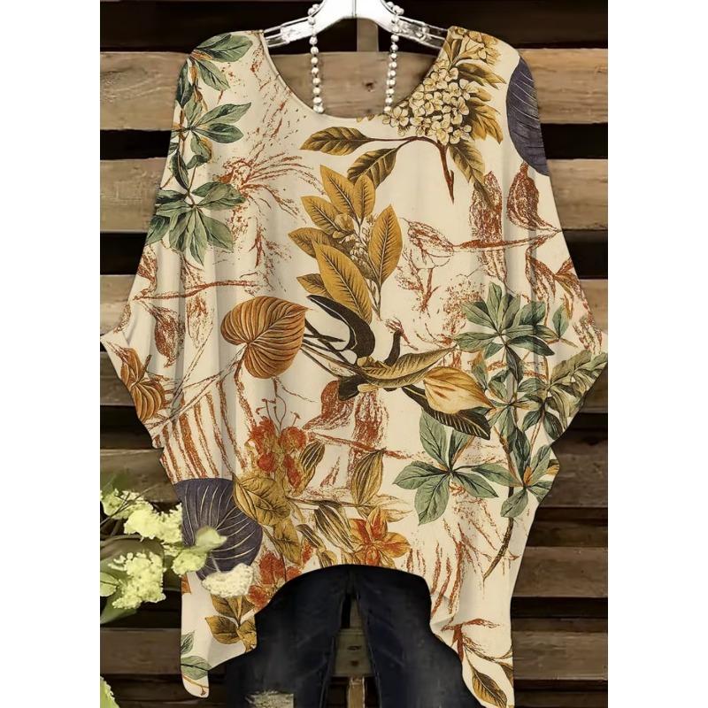 Elegantes Boho-Print-T-Shirt für Plus-Size-Damen