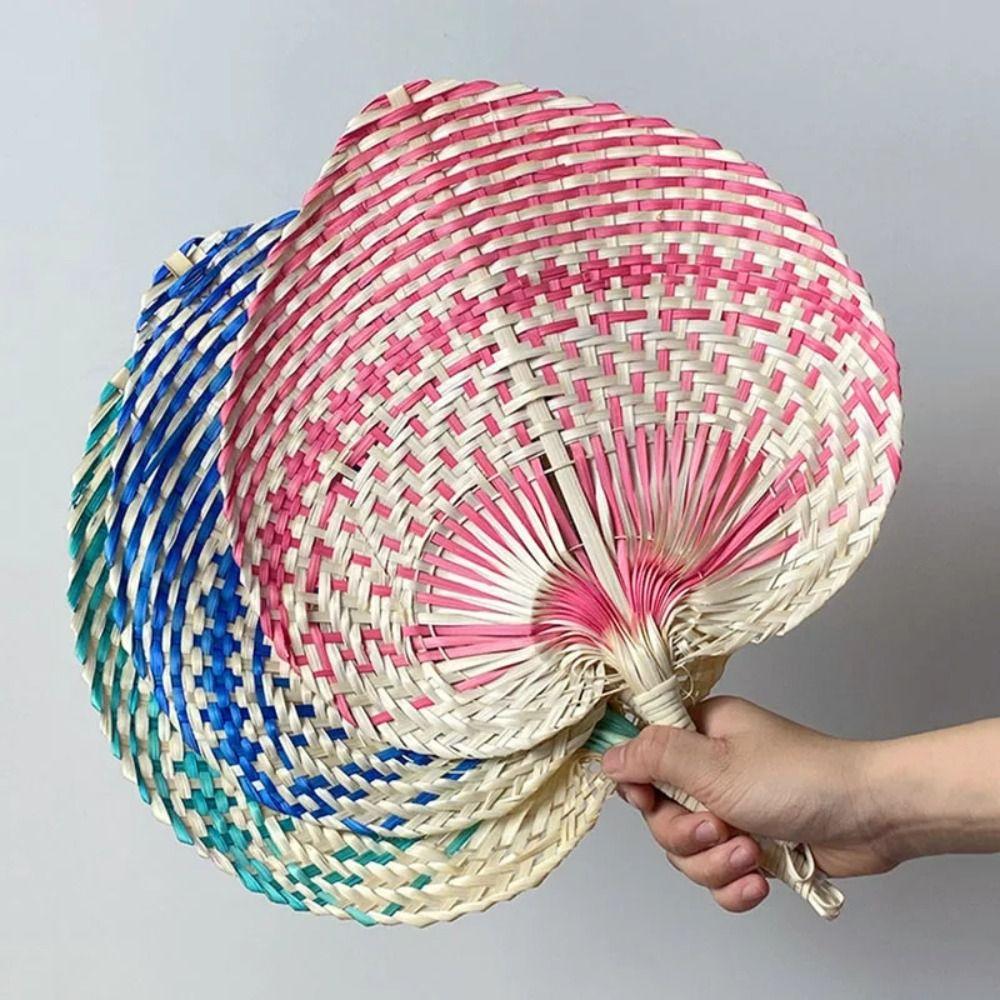 Bamboo Straw Woven Fans Natural Hand Fan Home Decor Rattan Fan  Bedroom