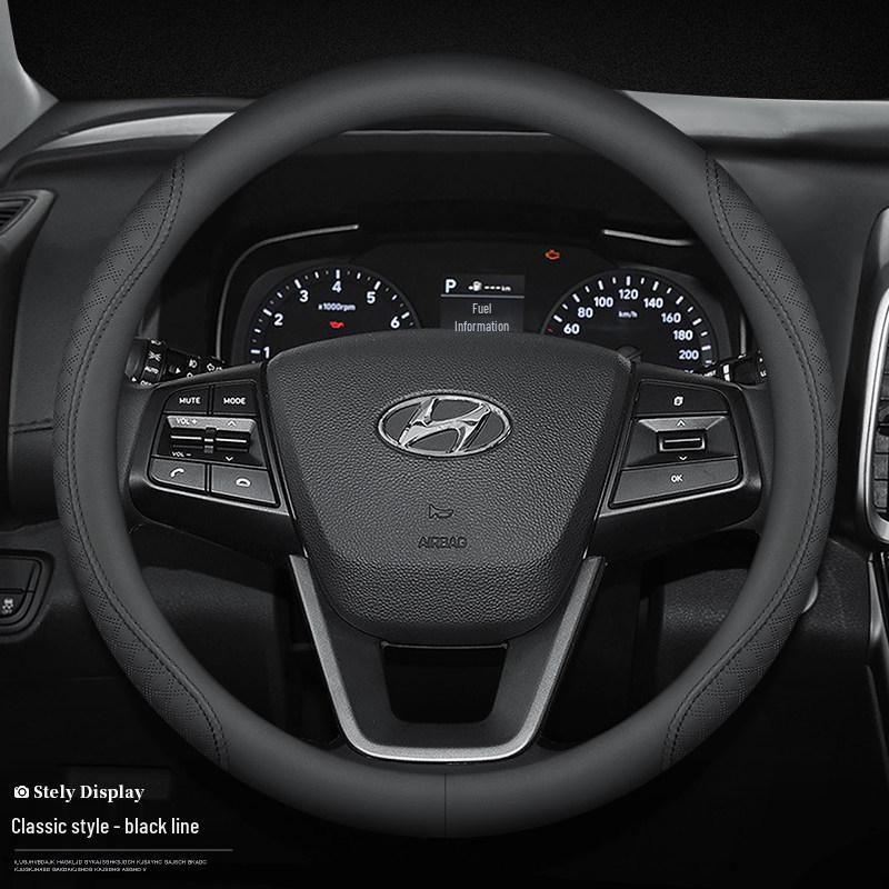 

Кожаная оплетка на руль для Hyundai Elantra, Mistra, IX25, Tucson, Reina, Festa, IX35 38cm