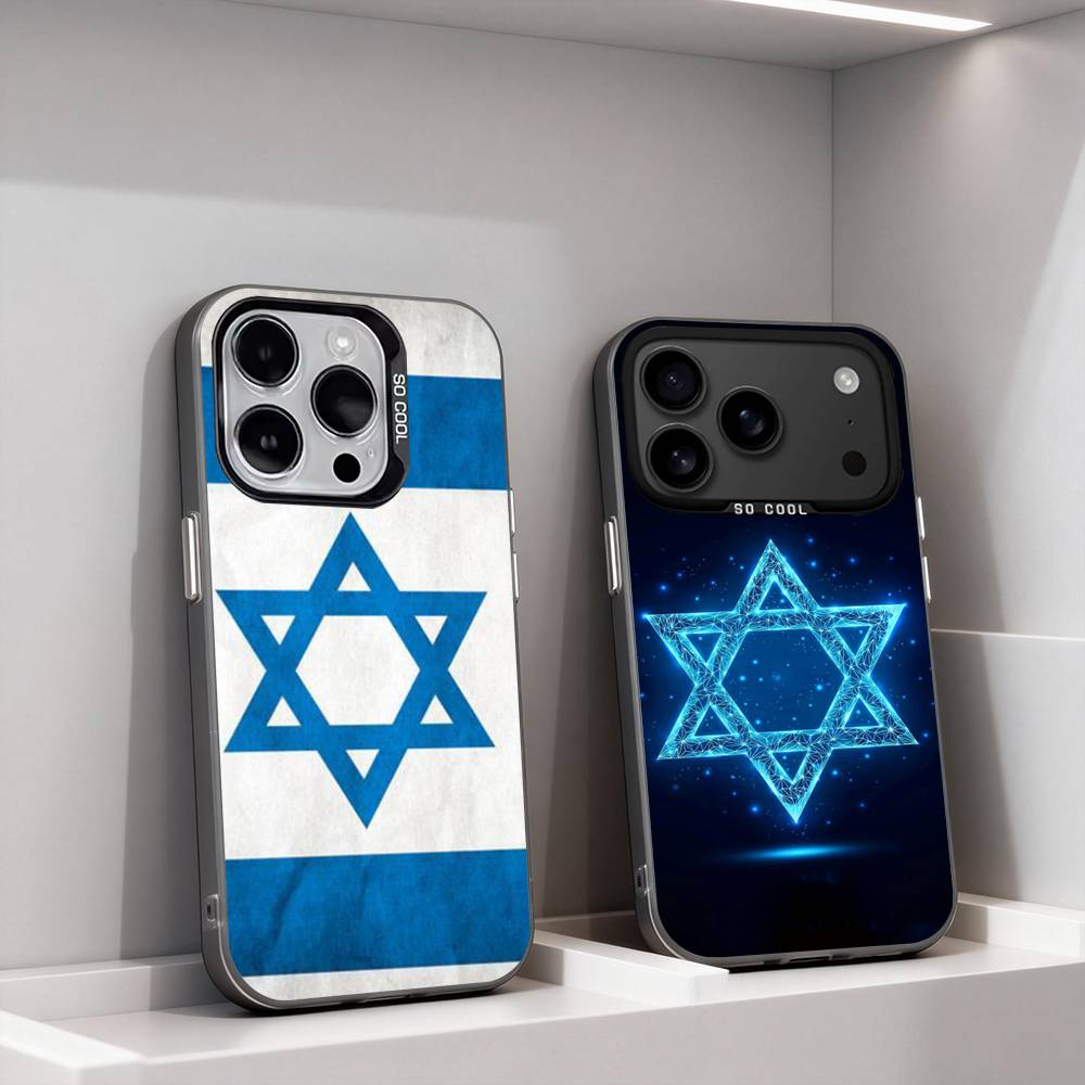 I-Israel Flag Emblem MAP For iPhone 17,16,15,14,13,12,11,Pro,Max,Plus,E,Air,Mini Anti Fall Black Matte Hard Bumper Phone Case