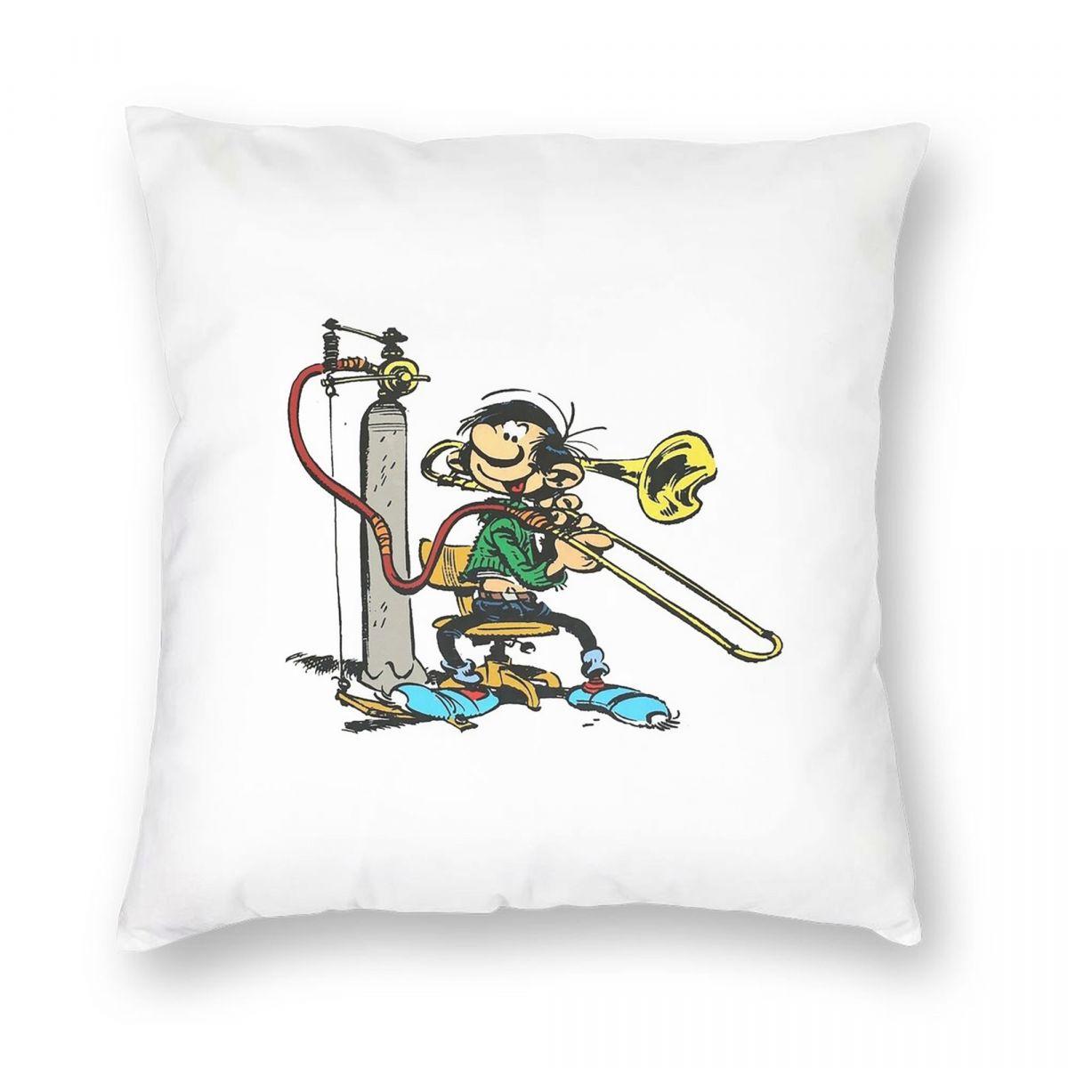 Gaston Lagaffe Big Ben Head Square Pillowcase Pillow Cover Cushion Throw Pillow for Home Bedroom Car 12x12Inch
