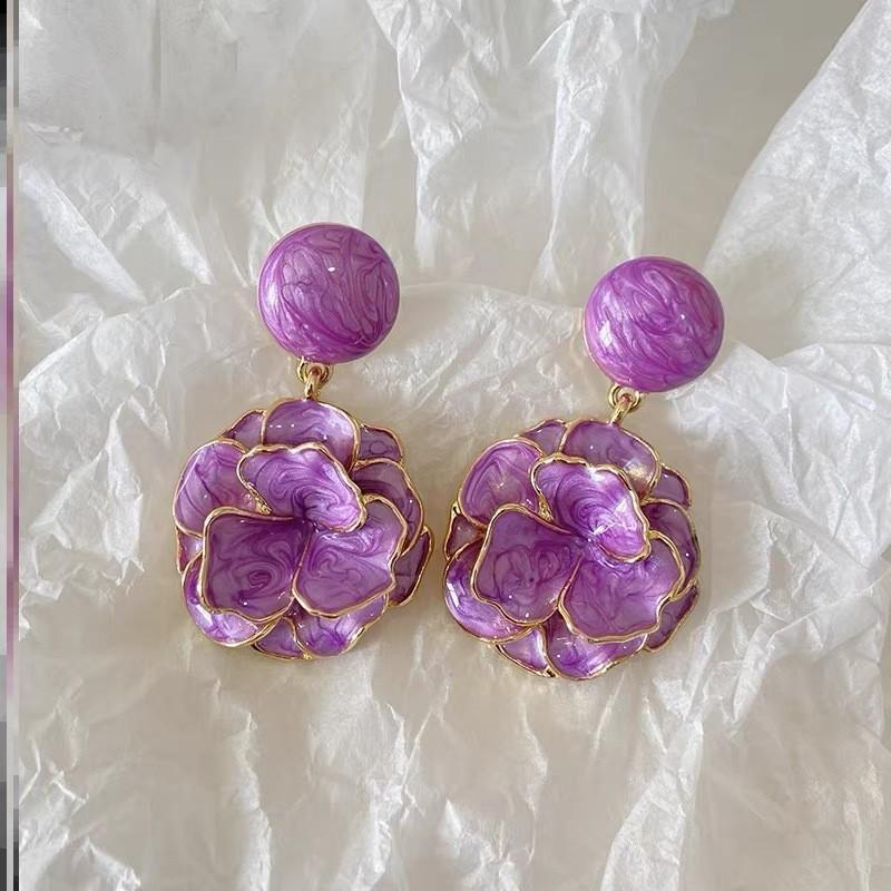 Geometric Green Retro Korean Square Earrings for Women