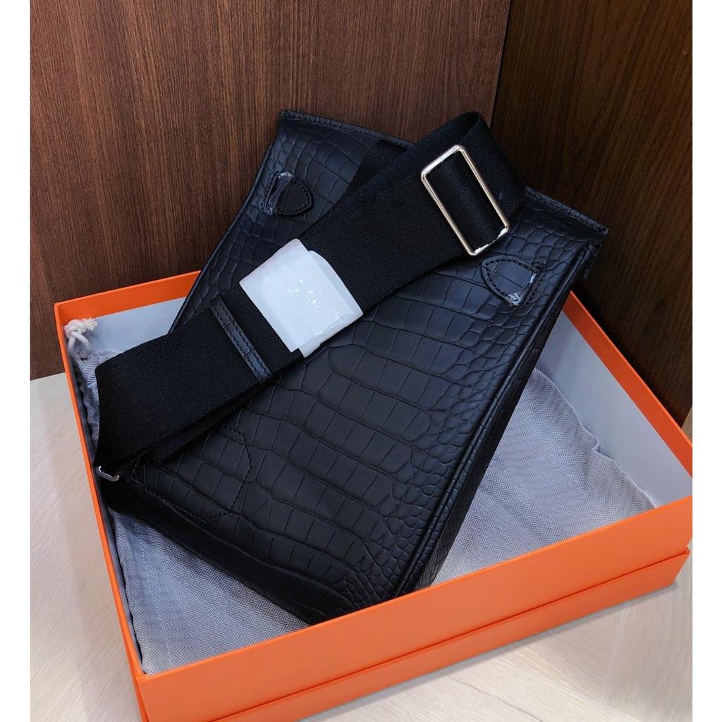 New first-layer cowhide matte crocodile pattern breast bag unisex backpack genuine leather Keli shoulder messenger bag