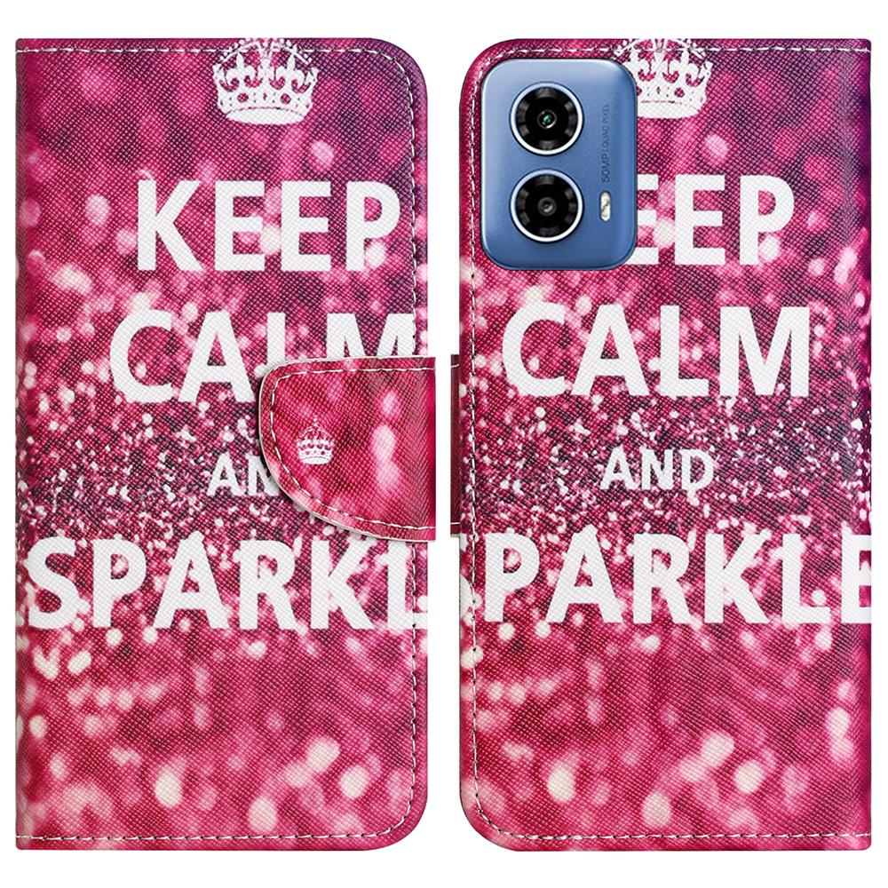 Für Motorola Moto G35 5G Hülle Leder Handyhülle mit Kreuzmuster Druck