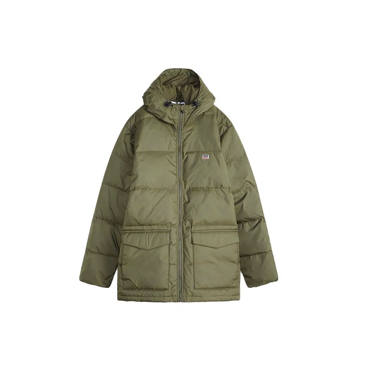 Levis 85518 Hooded Loose Solid Color Zipper Down Jacket Men Jackets Green 28254-0002