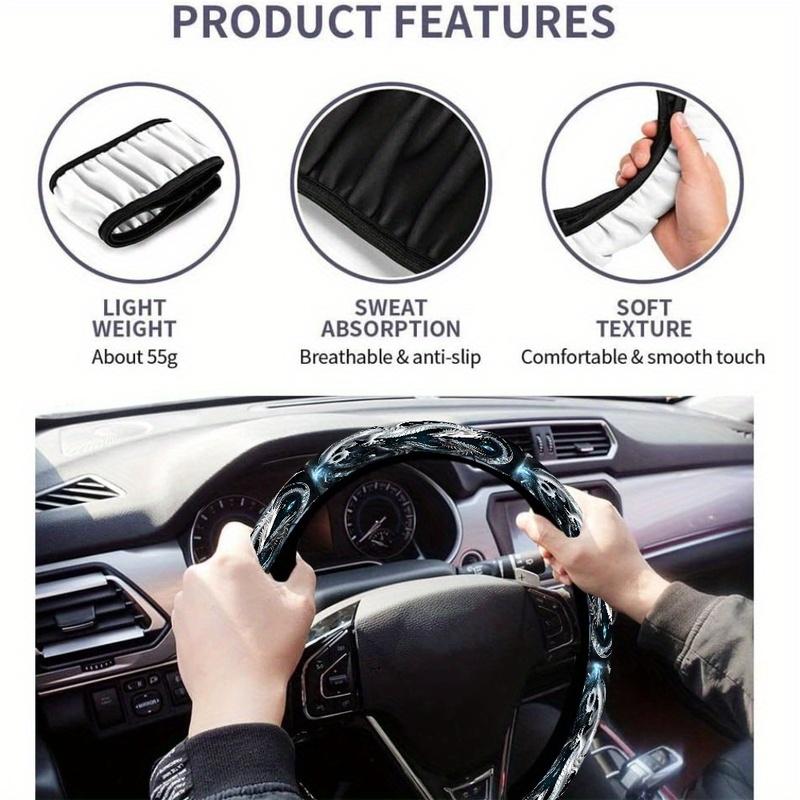 Dragon Duel Steering Wheel Covers Anti Slip Elasticity Car Accessories Steering Wheel Protector Universal 15 Inch for Cars SUV