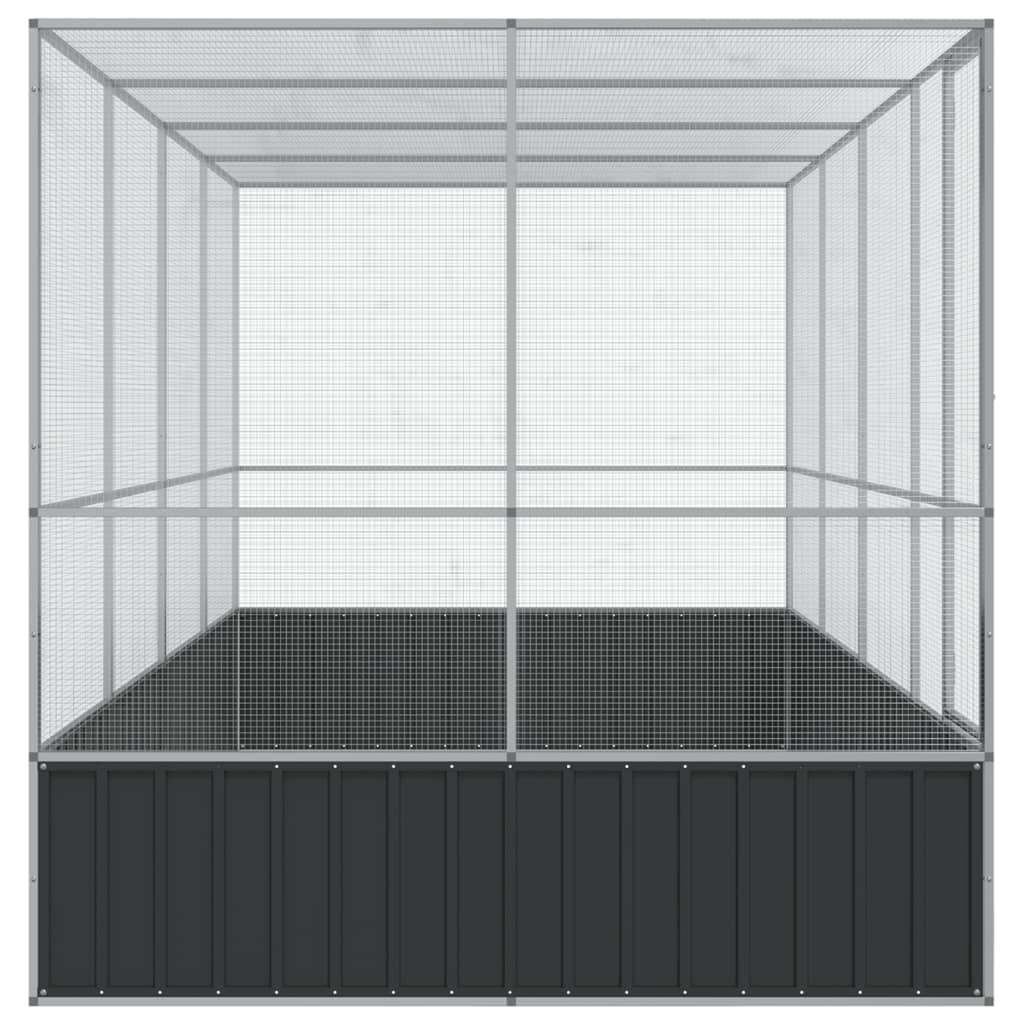 vidaXL Voliere mit Erweiterung Silber 418 x 207 x 212 cm Stahl