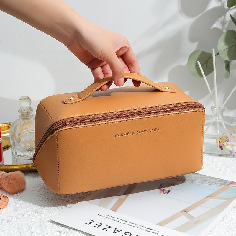 Large Capacity Travel Cosmetic Bag Portable PU Makeup Pouch Women Waterproof Bathroom Washbag Multifunctional Toiletry Kit