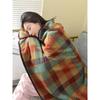 Flannel Blanket Snap Blanket Office Shawl Blanket Sofa Blanket Quilt Plaid Shawl Thickened Cape