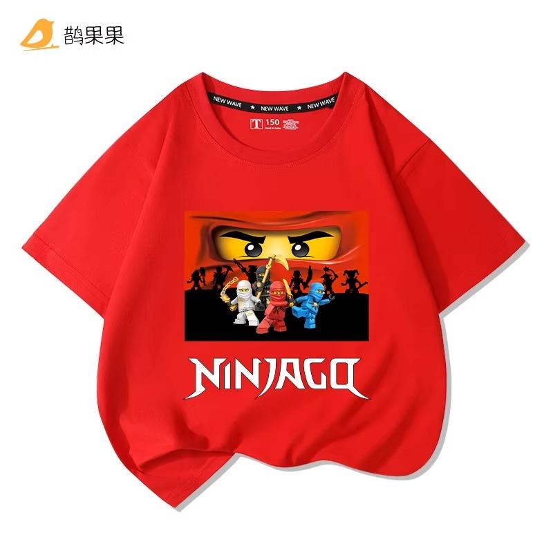 Phantom Ninja Limited Edition Printed T-Shirt for Big Boys and Girls - Children's Summer Cotton Short-Sleeved Shirt
