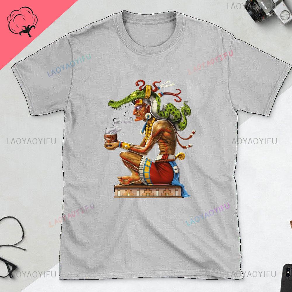 Quetzalcoatl Mexican Tshirt Aztec Art Print Aztec Tee Mexican Shirt Men Mexico Cotton Shirts Mexican Themed Gifts Mexicanas Tops