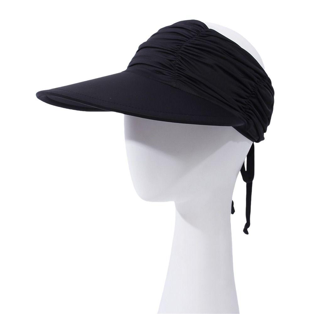 Wide Brim Sun Visor Hat UV Protection High Ponytails Visor Cap Trendy Empty Top  for Women
