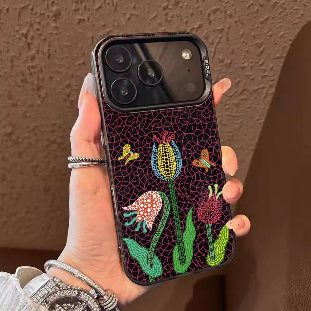 

искусство йоёи кусама Чехол для телефона для iPhone 17,16,15,14,13,12,11,Pro Max,Plus Конфетный серебряный чехол iPhone14
