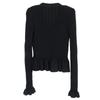 Women's French V-Neck Knit Cardigan with Waist-Cinching Design and Hollow Long Sleeves