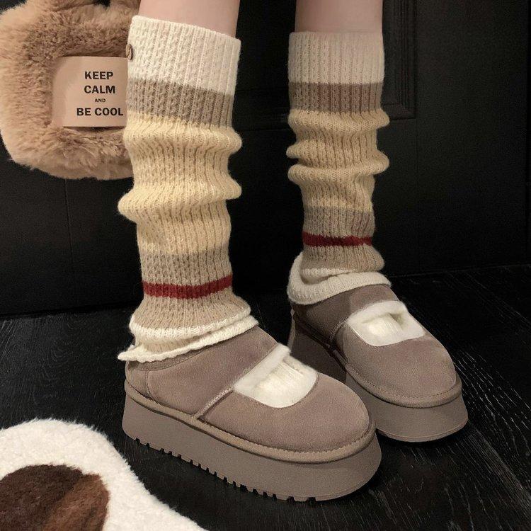 

Uncle Wen is warm~ Fleece to keep warm Birkenwomen s winter new thick-bottomed round head niche versatile half-slippers 40