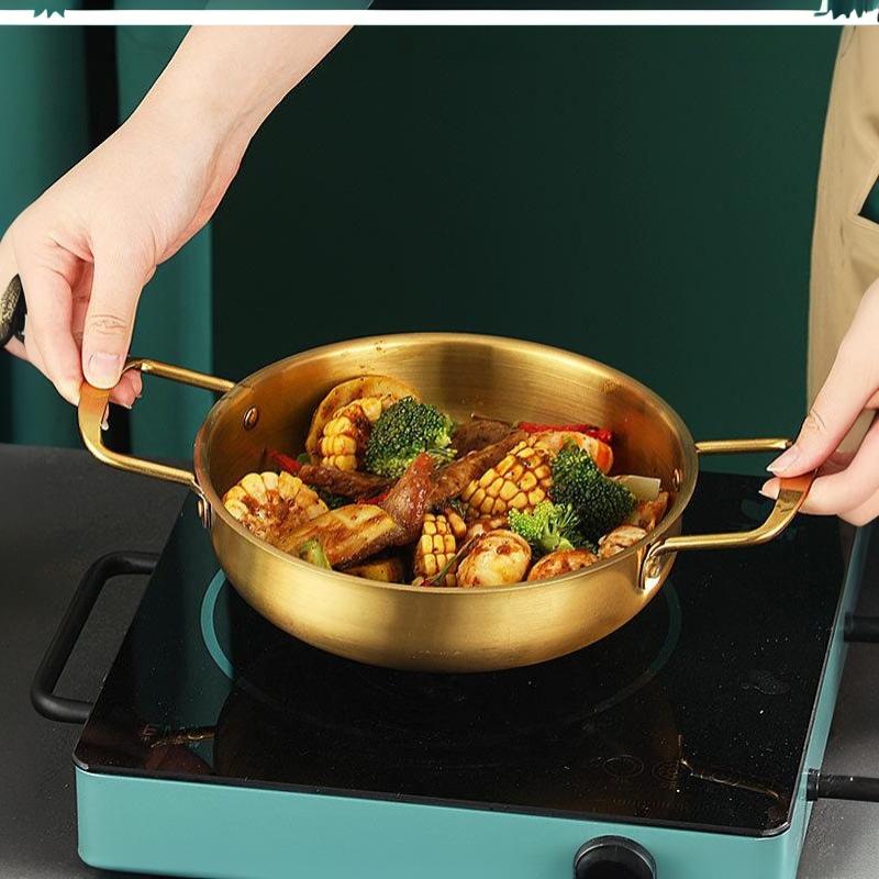 Stainless Steel  Pot With Double Handles Food Grade Perfect For Cooking Ramen Seafood Home Restaurant Use