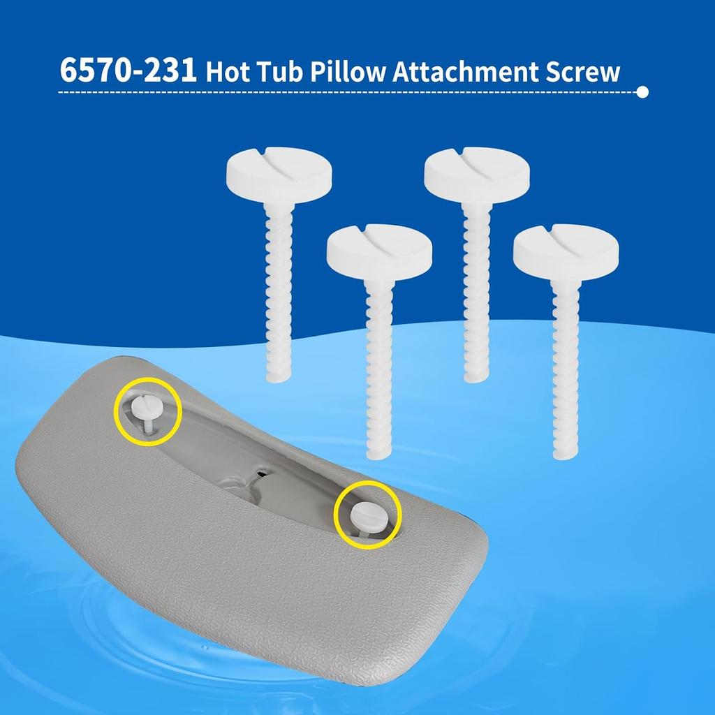 4 pcs 6570-231 Hot Tub Pillow Attachment Screw Compatible with Jacuzzi Spas 2002+ J-300 Series, Sundance Spas (2001+), Sweetwater Spas (2003+)