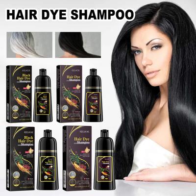EELHOE Schwarzes Haarfärbeshampoo, 3-in-1, Wachstum, sauberes Haar, Verdunkelung, tiefenwirksame Pflege, schwarzes Haarfärbeshampoo, natürliche organische Kräuter