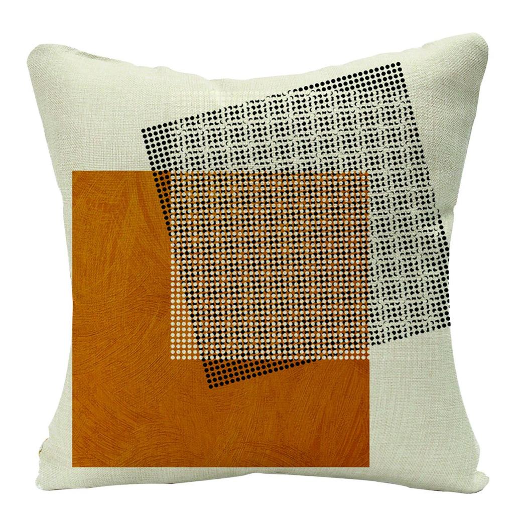 Modern Simple Orange Geometric Abstract Linen Pillow Cover Home Cushion Cushion