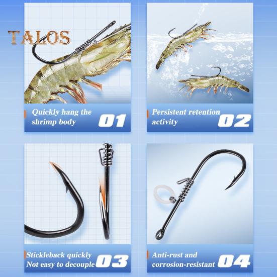 10Pcs Live Shrimp Fixing Hook Heavy Duty Carbon Steel Barbed Fishhook with Hole Freshwater Saltwater Fishing Hook Fishing Accessories