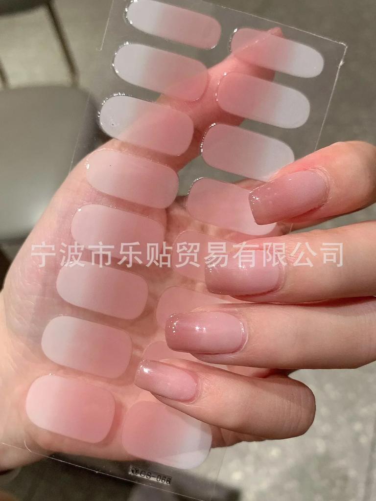 2025 Semi-cured Gel Nail Stickers Solid Color Nail Semi-baked Tips Full UV Nail Need Decals Paste Lamp N0R7