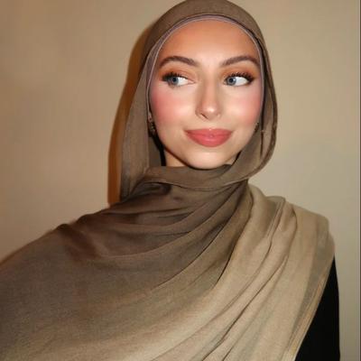 Ombre Modalstoff Hijab Schal Doppelnahtkante Baumwolle Viskose Muslimischer Damenschal Weicher Leichter Schal Rayon Schal Hijab