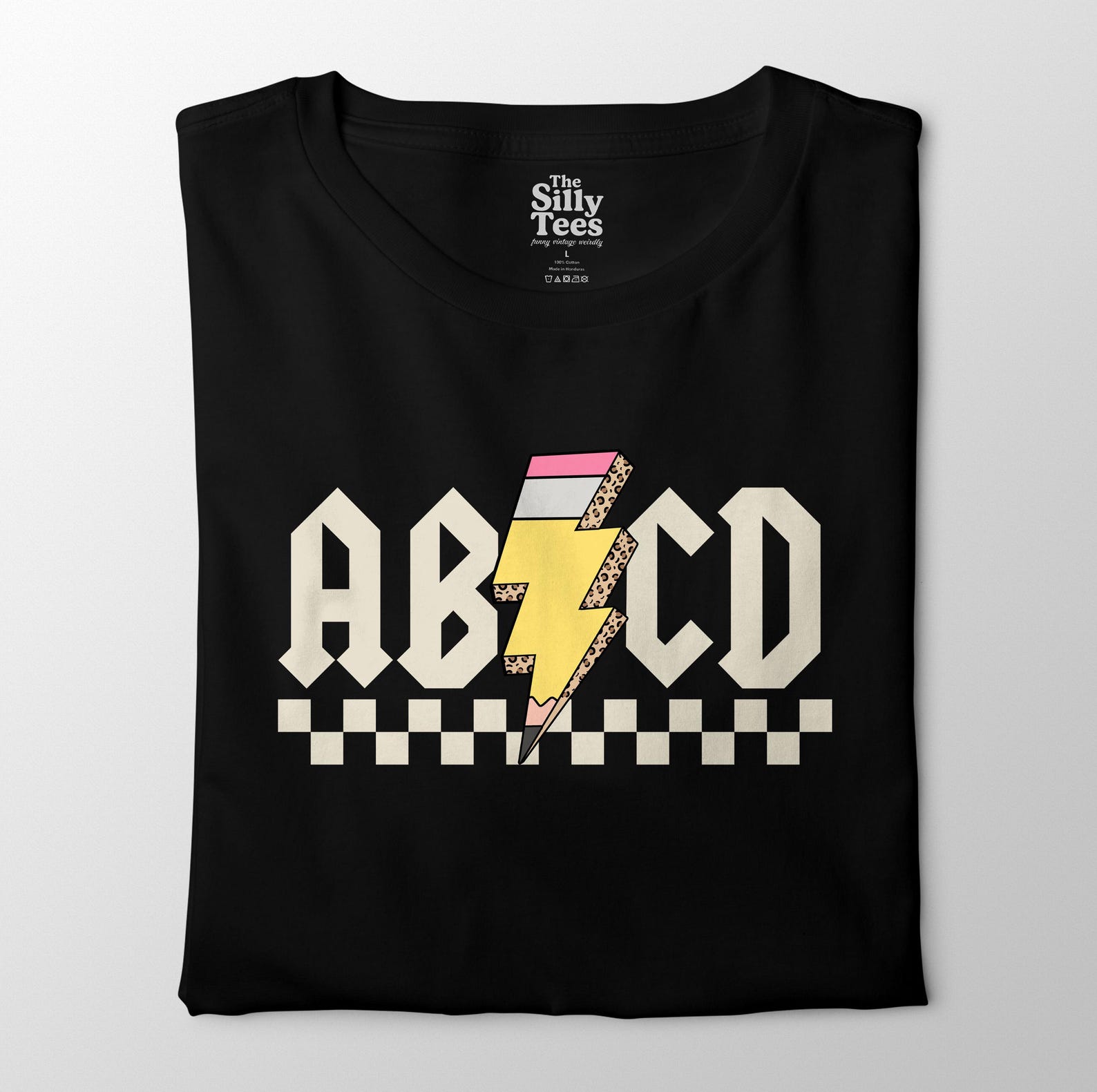 Retro Lightning Bolt Teacher T-Shirt: 80s Style Back to School Tee L