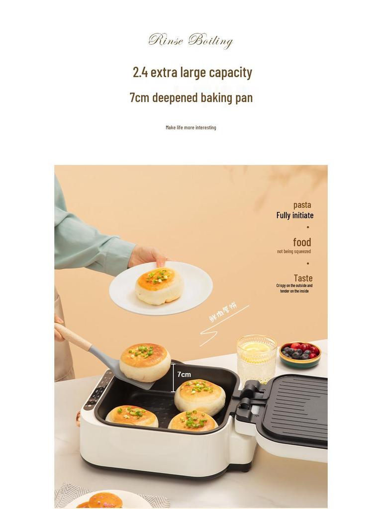 Dual-Sided Electric Crepe & Grill Maker: Multi-Functional Pancake Griddle & Hot Pot Combo