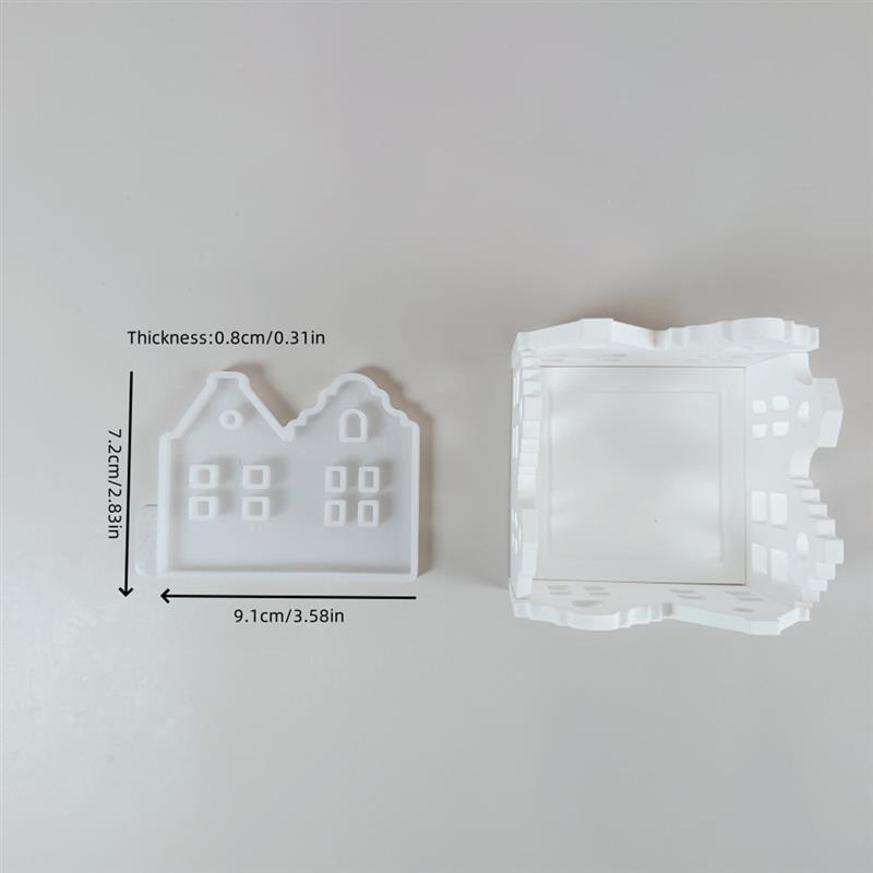 Resin Casting Molds Hollow House Candle Holder Kit Silicone Mold DIY Gypsum Cement Pouring Mold Craft Gift Home Deco