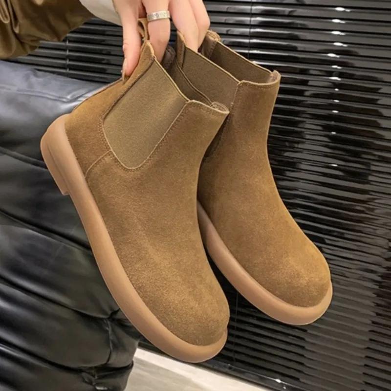 Fashion Flats Women Short Boots Comfortable Shoes for Woman Designer Suede Classical Shoes 2025 Winter Casual New Ankle Boots De Mujer