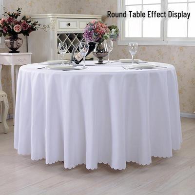 Toalha de Mesa Redonda de Tecido Branco Sólido Yingtu