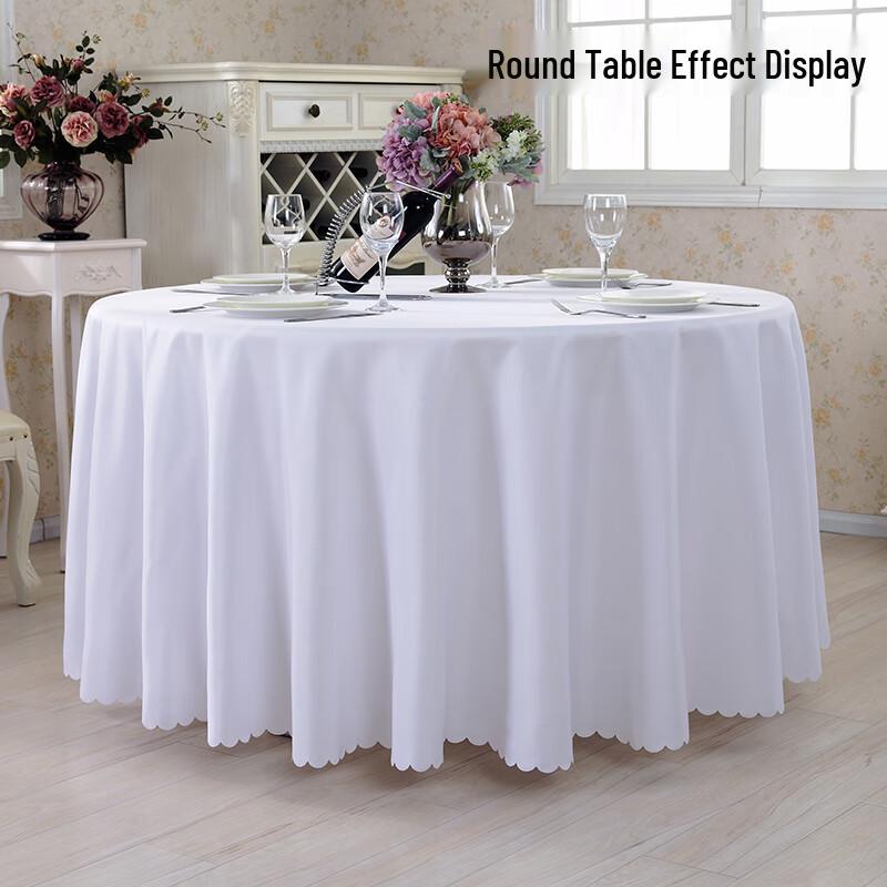 Solid White Round Fabric Tablecloth