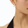 Elegant Metal Inlaid Mother-of-Pearl Earrings with S925 Silver Studs