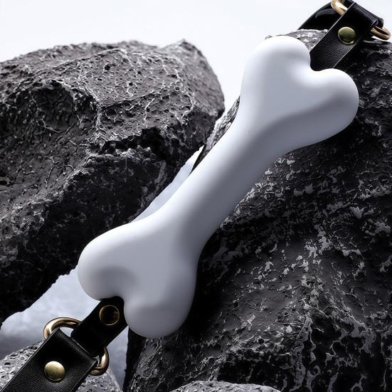 Adjustable Silicone Gag Bondage Mouth Gag, Dog Bone Breathable Ball with Strap Face Shape for Couples, Adult BDSM Role Play Toy And Couple Games