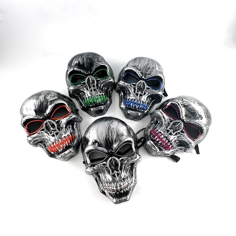 Halloween Killer Luminous Mask Led Light Up Skull Mask Glow In The Dark Mask For Party Festival Cosplay Skeleton Killer Supplies