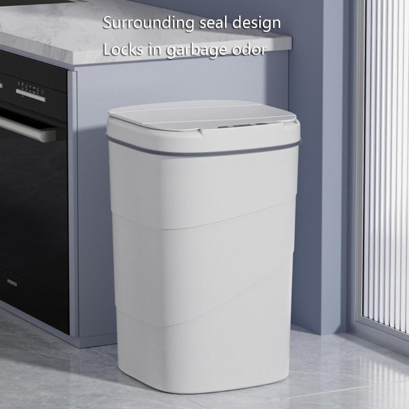 14L Automatic Waste Container Light Feature Twist Protect Three Detection Picks For Telecommute And Bathroom Use